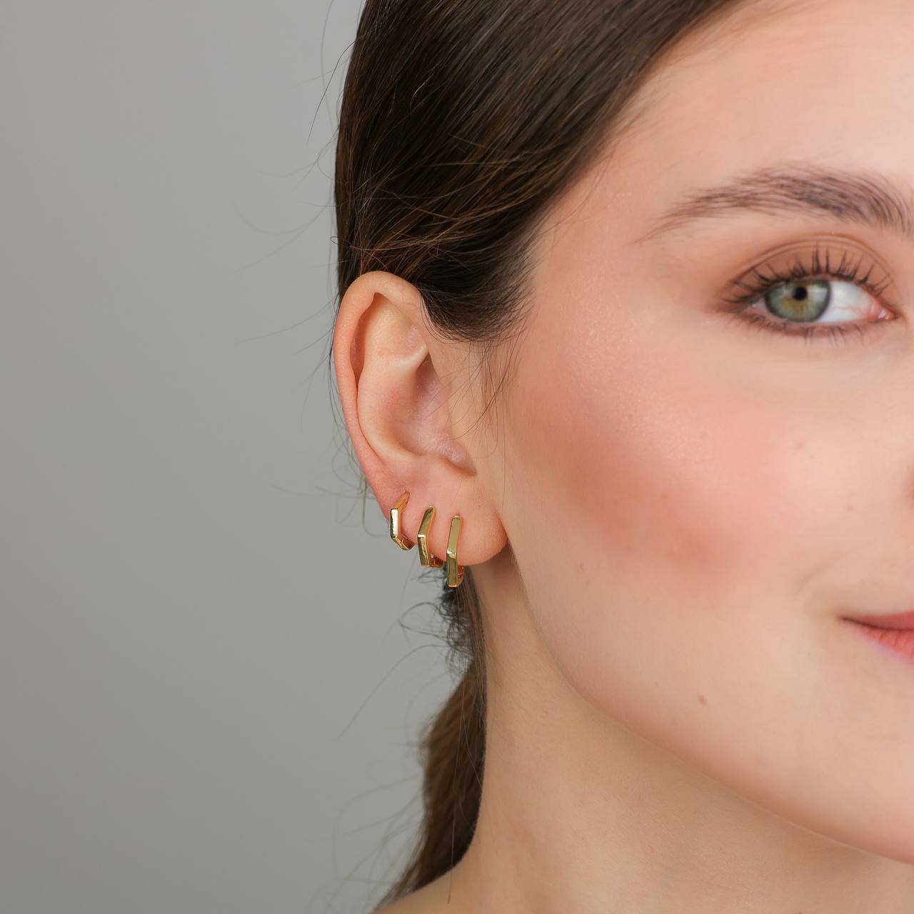 Trio de Argola Geométrica Fina