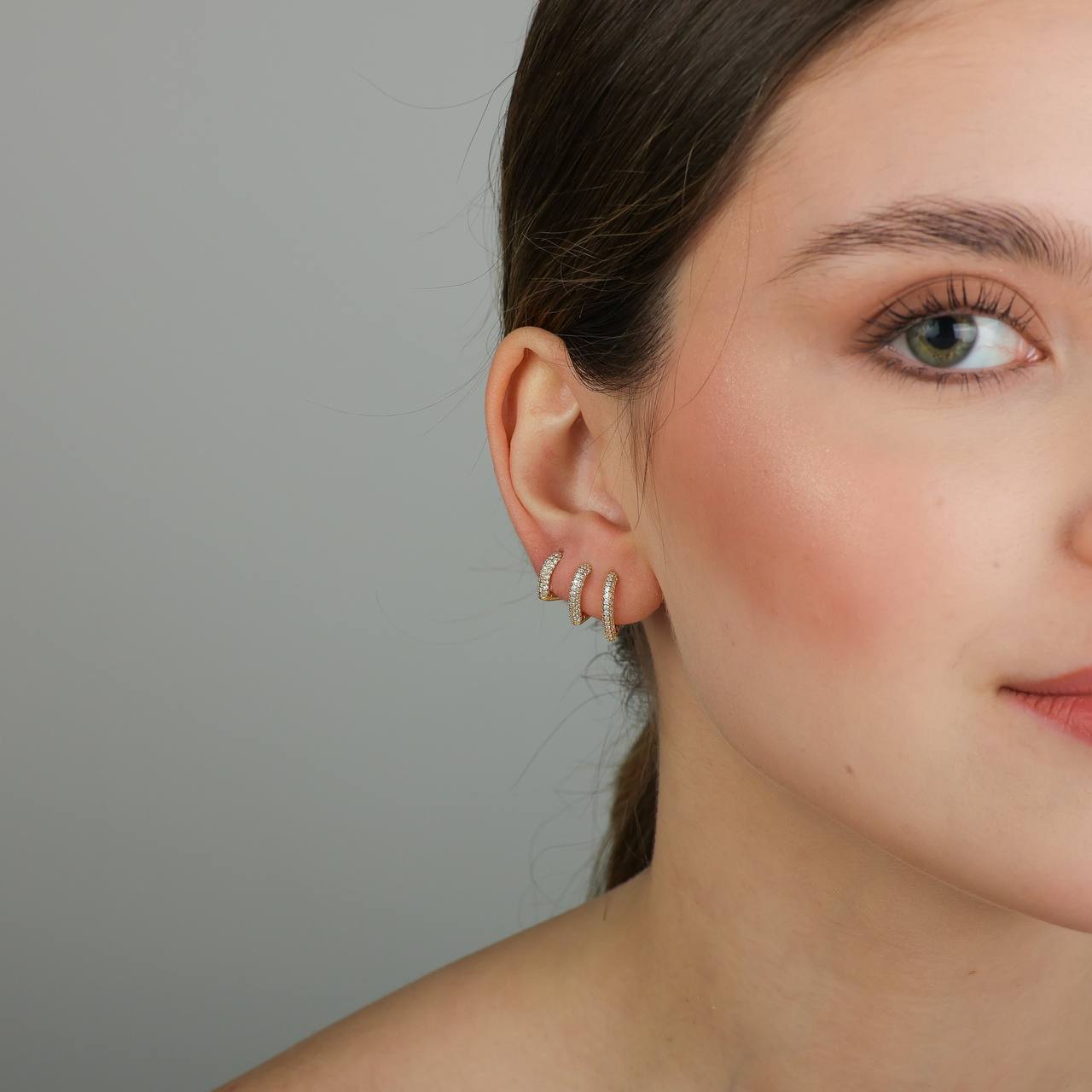 Trio de argola fina - zircônia